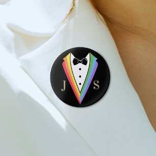 Svart regnbåge Personlig Bröllop Brudgum Gay Pride Knapp