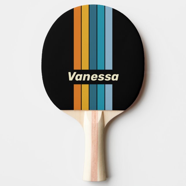 Svart Regnbåge Pin Ränder med Namn Pingisracket (Framsidan)
