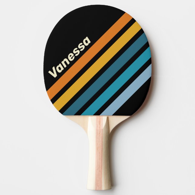 Svart Regnbåge Vinklad Randig med Namn Pingisracket (Framsidan)