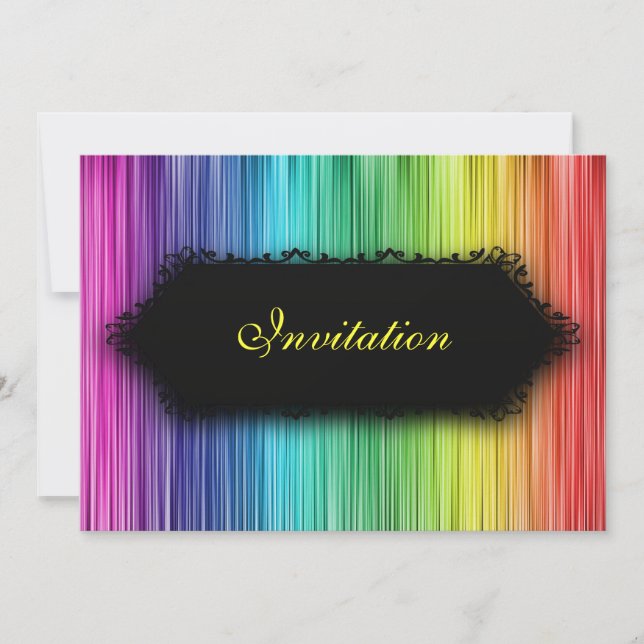 Svart regnbågegardin för eleganta händelser inbjudningar (Framsida)