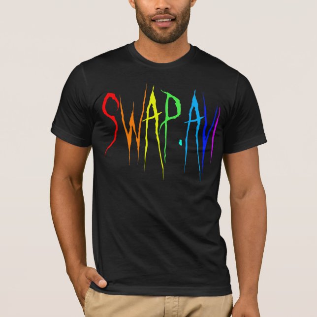 Svart regnbågeSwap Tee Shirt (Framsida)