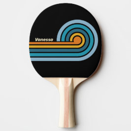 Svart regnbågskrullstripe med namn pingisracket