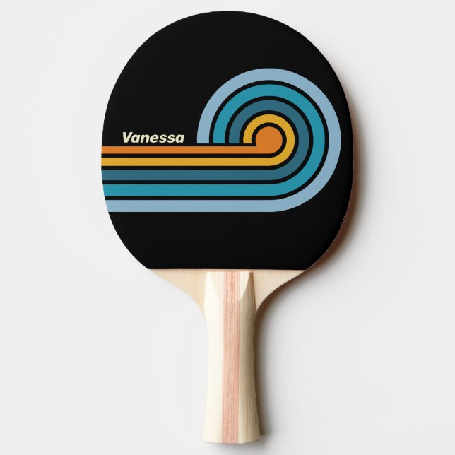 Svart regnbågskrullstripe med namn pingisracket (Baksidan)