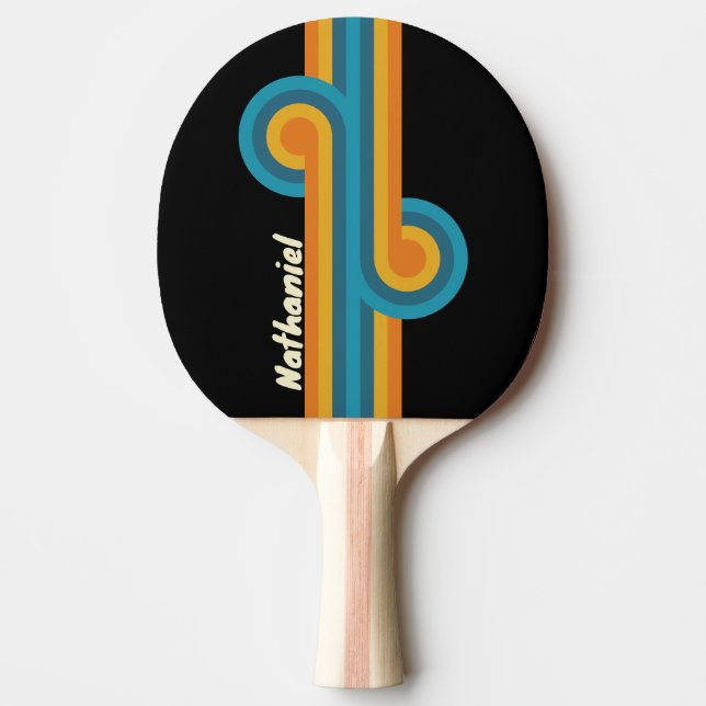 Svart regnbågsrandig loop med namn pingisracket (Framsidan)