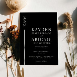 Svart, ren linje, minimalistisk Bröllop Inbjudningar