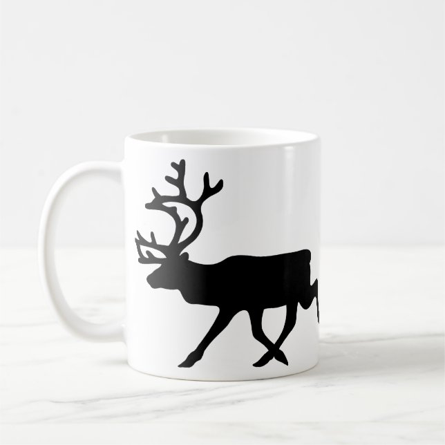 Svart renar / Kariou Silhouette Kaffemugg (Vänster)