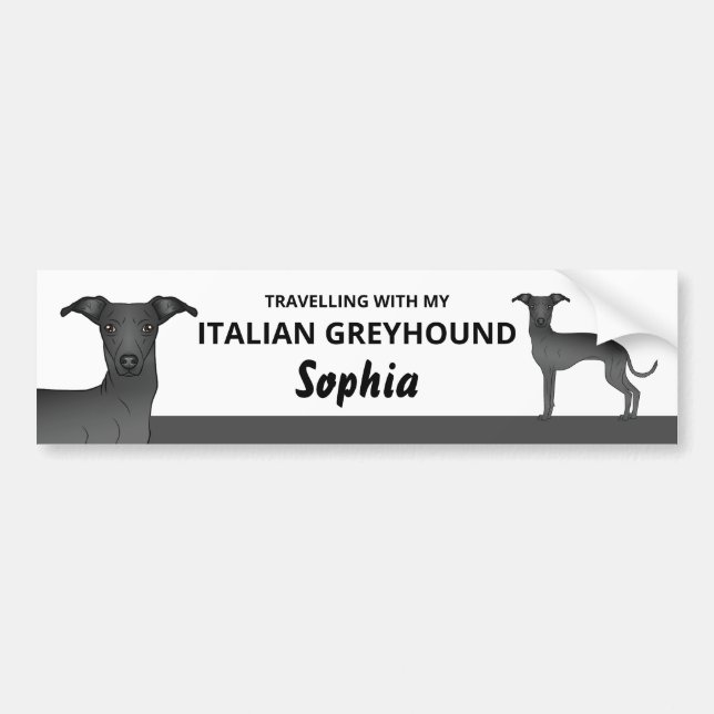 Svart - resa med min italienska Greyhound-Hund Bildekal (Framsidan)