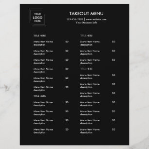 Svart restauranglogotyp Takeout Meny Flyer Design