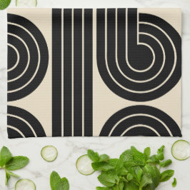 Svart Retro-Abstrakt Linjer Kökshandduk