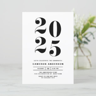 Svart Retro-fet typografi 2025 Studenten Inbjudningar