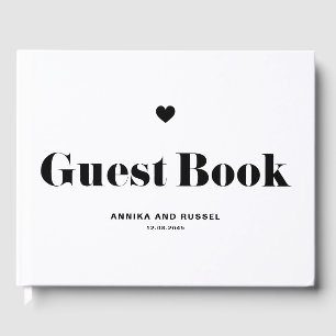 Svart Retro-fet typografi Bröllop Gästböcker