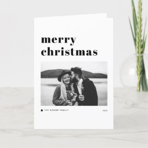 Svart Retro-foto med fetstil, God jul Helgkort