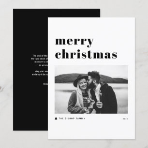 Svart Retro-foto med fetstil, God jul Julkort