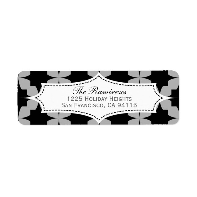 Svart Retro Star-adressetikett Returadress Etikett (Framsidan)