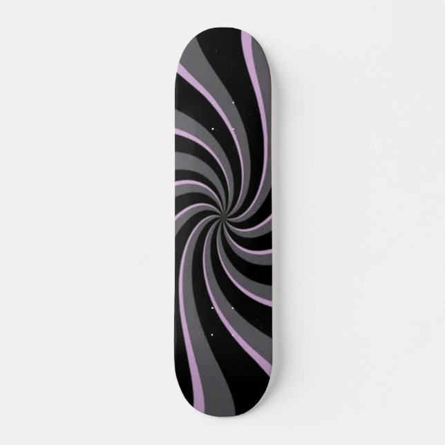 Svart Retro Swirls Skateboard Bräda 20 Cm (Framsida)