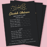 Svart Retro Typography-hairstylist Reklamblad<br><div class="desc">Den här återinspirerade affärsflygaren har en handritad logotyp av ett par saxar och stjärnor på en svart bakgrund - perfekt för hårstilister eller salonger.</div>