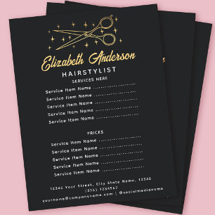 Svart Retro Typography-hairstylist Reklamblad