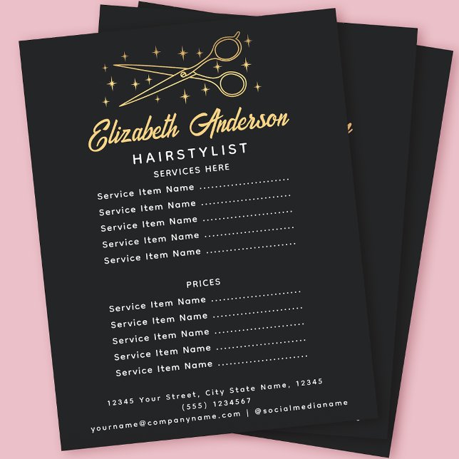Svart Retro Typography-hairstylist Reklamblad (Skapare uppladdad)