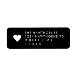 Svart returadress med hjärta  etikett