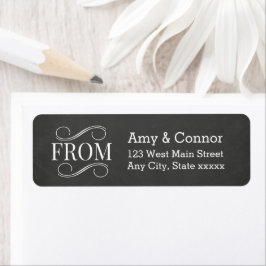 Svart Returetiketter i Chalkboard Bröllop Returadress Etikett
