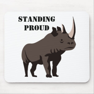 Svart Rhino i Grått- Musmatta