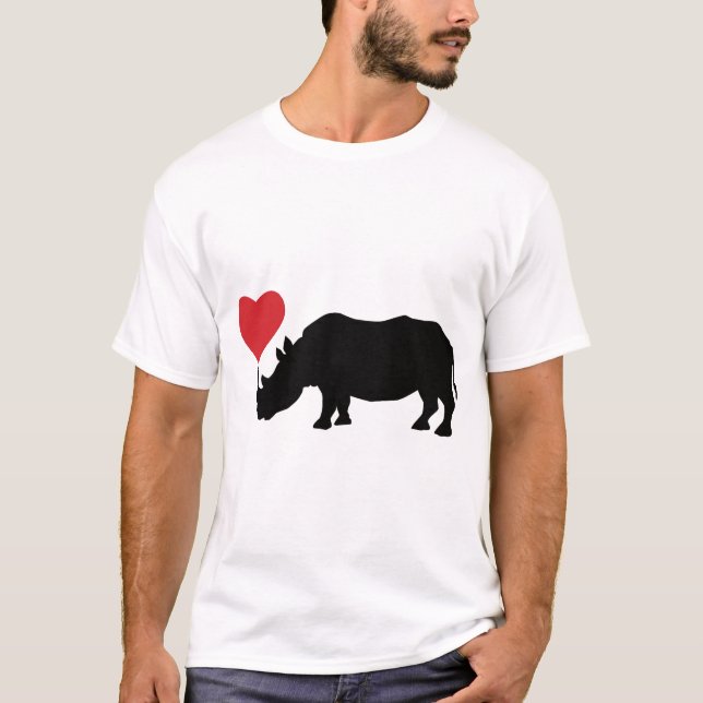 Svart-Rhino-med-Heart T Shirt (Framsida)