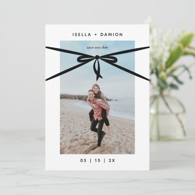 SVART RIBBON & BOW SPARA DATUM INBJUDNINGAR (Stående Fram)