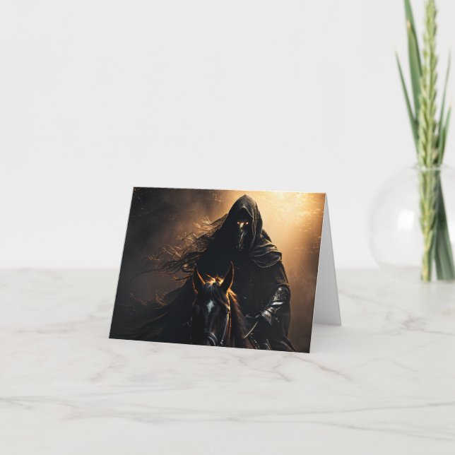 Svart Riddare Halloween Helgkort (Framsida)