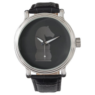 Svart riddareschackbiet armbandsur