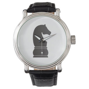 Svart riddareschackbiet armbandsur