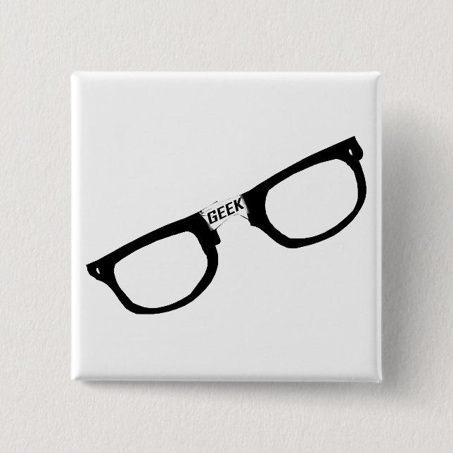 Svart Rimmed Geekexponeringsglas Knapp (Framsida)