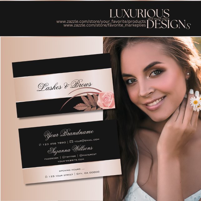 Svart Ro-Guld-dekoration, utstrålande modern Blomm Visitkort (Skapare uppladdad)