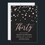 Svart Ro Guld Enkel trettio 30års födelsedag Party Inbjudningar<br><div class="desc">Fira din speciella dag med den här minimala inbjudan till 30års födelsedag-festen. Den här designen har en snyggt som skriver skriptet "trettio" med sexkantsformade konfetti med en kombination av svart och ro guld färg. Det finns fler utformningar på min butik BaraBomDesign.</div>