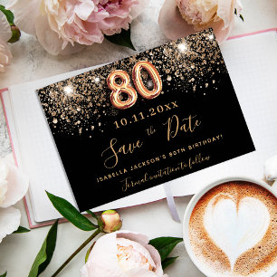 Svart ro guld på 80-årsdagen sparar datumet meddelande vykort