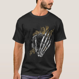 Svart Ro med skeletthand på svart gotin T Shirt