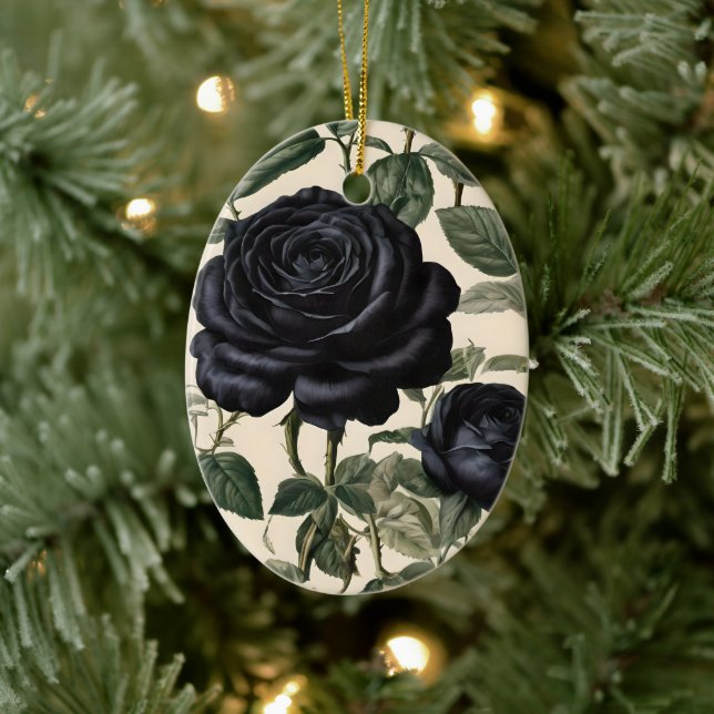 Svart Ro och Grönt Löv Julgransprydnad Keramik (Träd)
