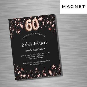 Svart ro-stjärnornas lyx på 60-årsdagen magnetisk inbjudningskort