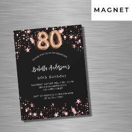 Svart ro-stjärnornas lyx på 80-årsdagen magnetisk inbjudningskort