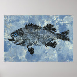 Svart Rockfish på Blue - 36 x 24-tums Poster