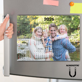 Svart & Röd 2026 Kalender Anpassad Foto Magnet