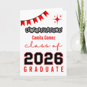 Svart & Röd Anpassningsbar Grattiskort Kort
