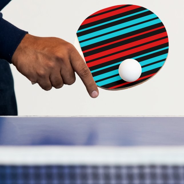 Svart Röd Blå Ränder Mönster   Pingisracket (Insitu)