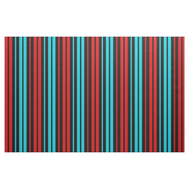 Svart Röd Blå Ränder Mönster   Tyg (Fat Quarter)