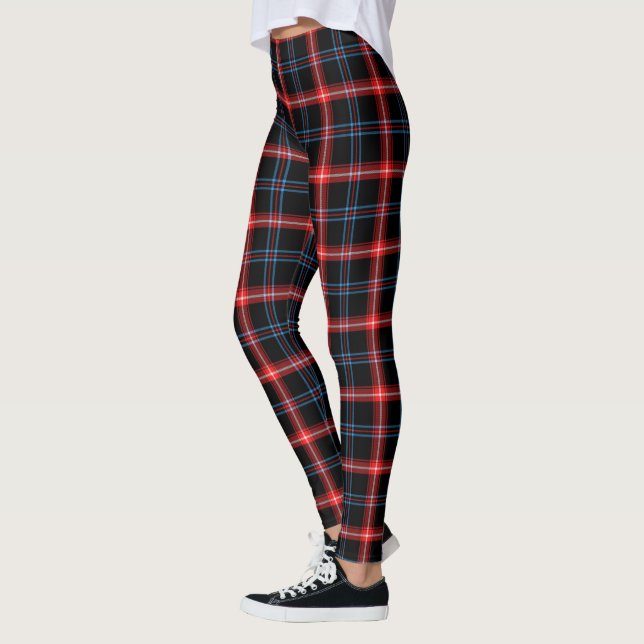 Svart/röd/blå Tartan Mönster Leggings (Vänster)