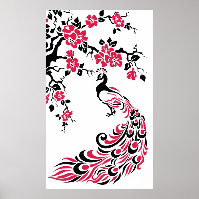 Svart röd blommar poster (Framsidan)