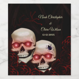 Svart röd blommigt mörk moody getskallhalloween vinflaska etikett