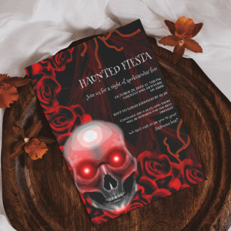 Svart röd blommigt mörk moody gotisk halloween inbjudningar