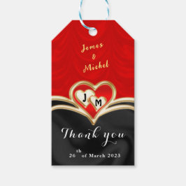 Svart & Röd bröllop  Presentetikett