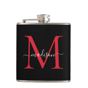 Svart röd Burgundy Monogram-Snyggt Namn Fickplunta