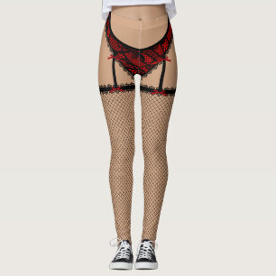 Svart & röd damunderkläder (klippt fransk) leggings
